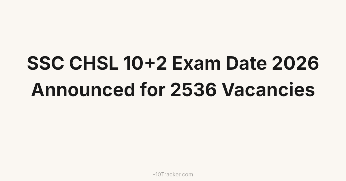 SSC CHSL 10+2 Exam Date 2026 Announced for 2536 Vacancies