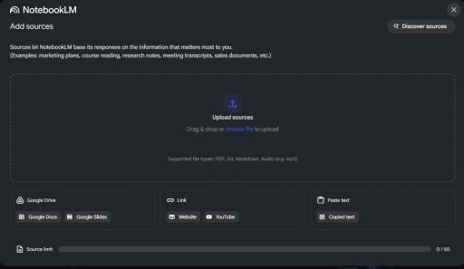 google notebooklm add sources