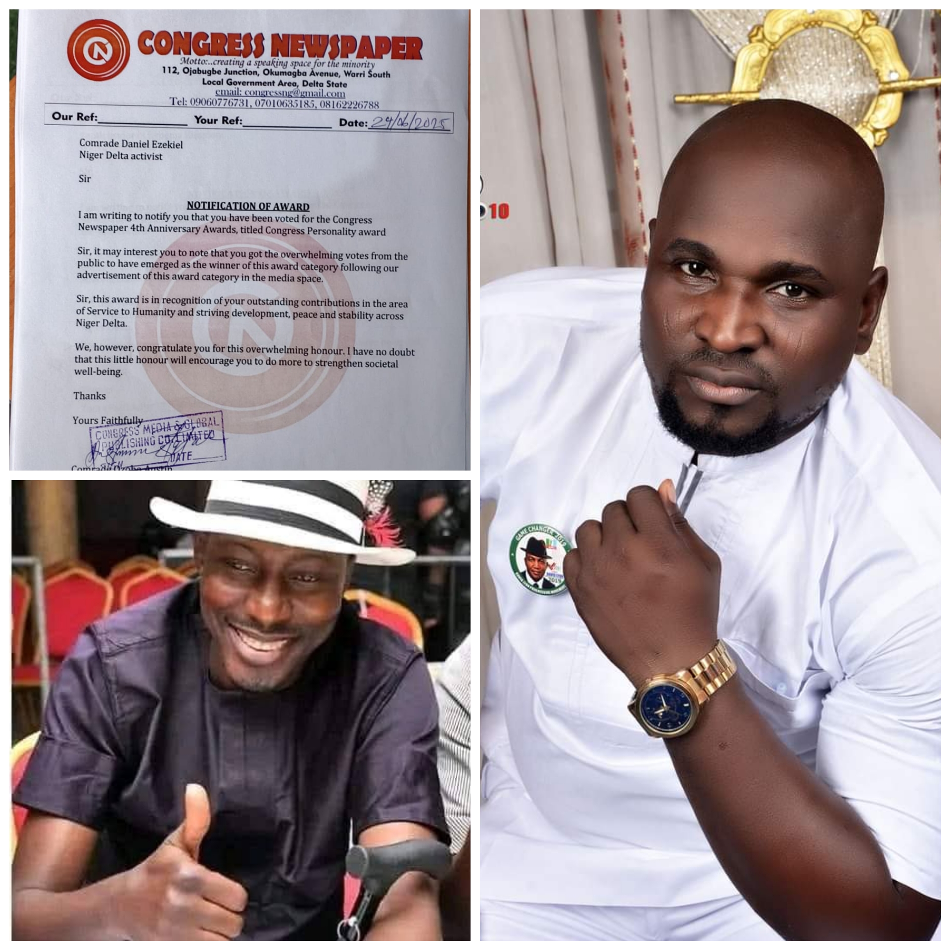 CHIEF INKO BRIGHTSTAR CELEBRATES COMRADE DANIEL EZEKIEL'S PRESTIGIOUS CONGRESS PERSONALITY