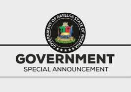 GOVERNMENT SPECIAL ANNOUNCEMENT