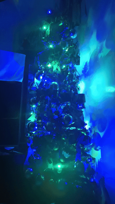 A very flashy, frankly blinding, christmas tree