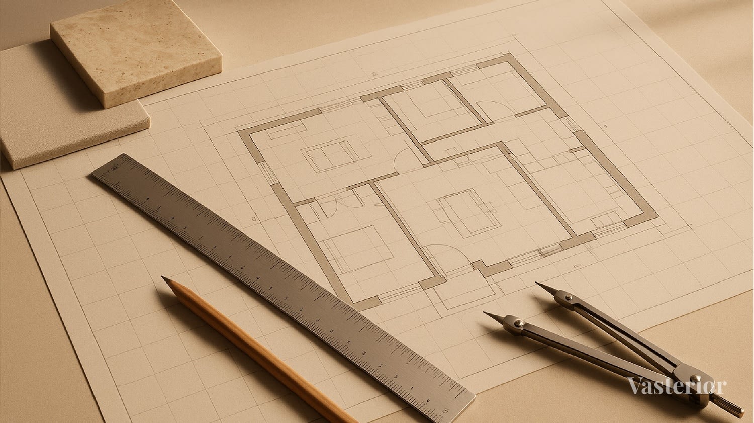How Premium Residential Interior Designers Transform Delhi Homes - 6. Precision Through Drafting, Grid Marking & Structural Surveying - 1