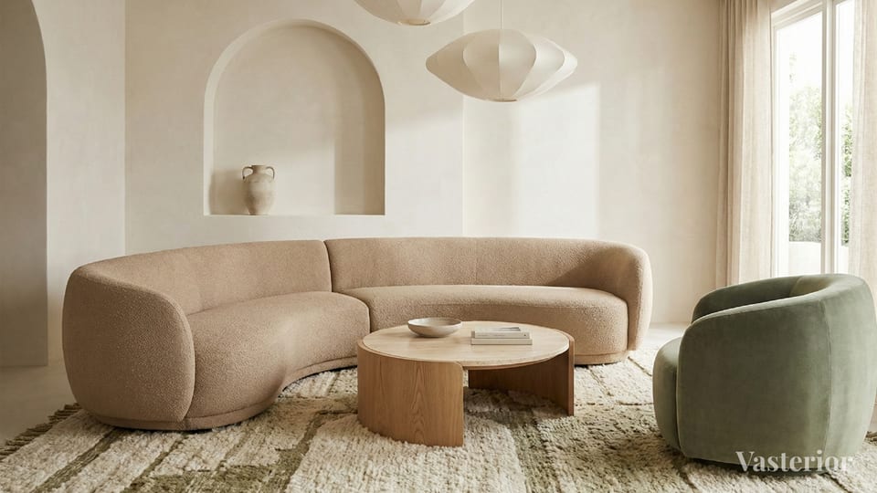 Latest Living Room Interior Designs With Photos & Expert Tips - 3. Curved Furniture & Soft Architectural Lines - 1