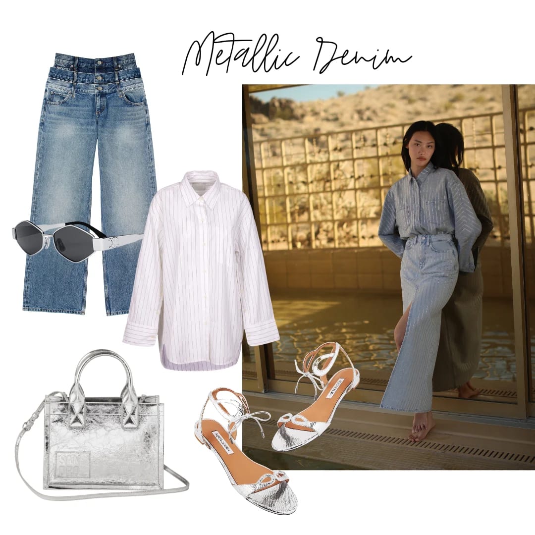 Look von Triarchy, Bluse von Citizens of Humanity, Sonnenbrille von C&eacute;line, Jeans, Tasche und Sandale von Aquazzura