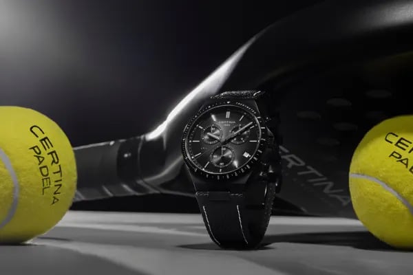 Certina DS-7-Chronograph (41 mm), graues Zifferblatt / schwarzes Stoffarmband