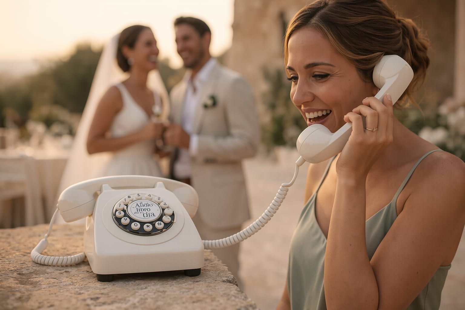 Teléfono rojo audiolibro en boda