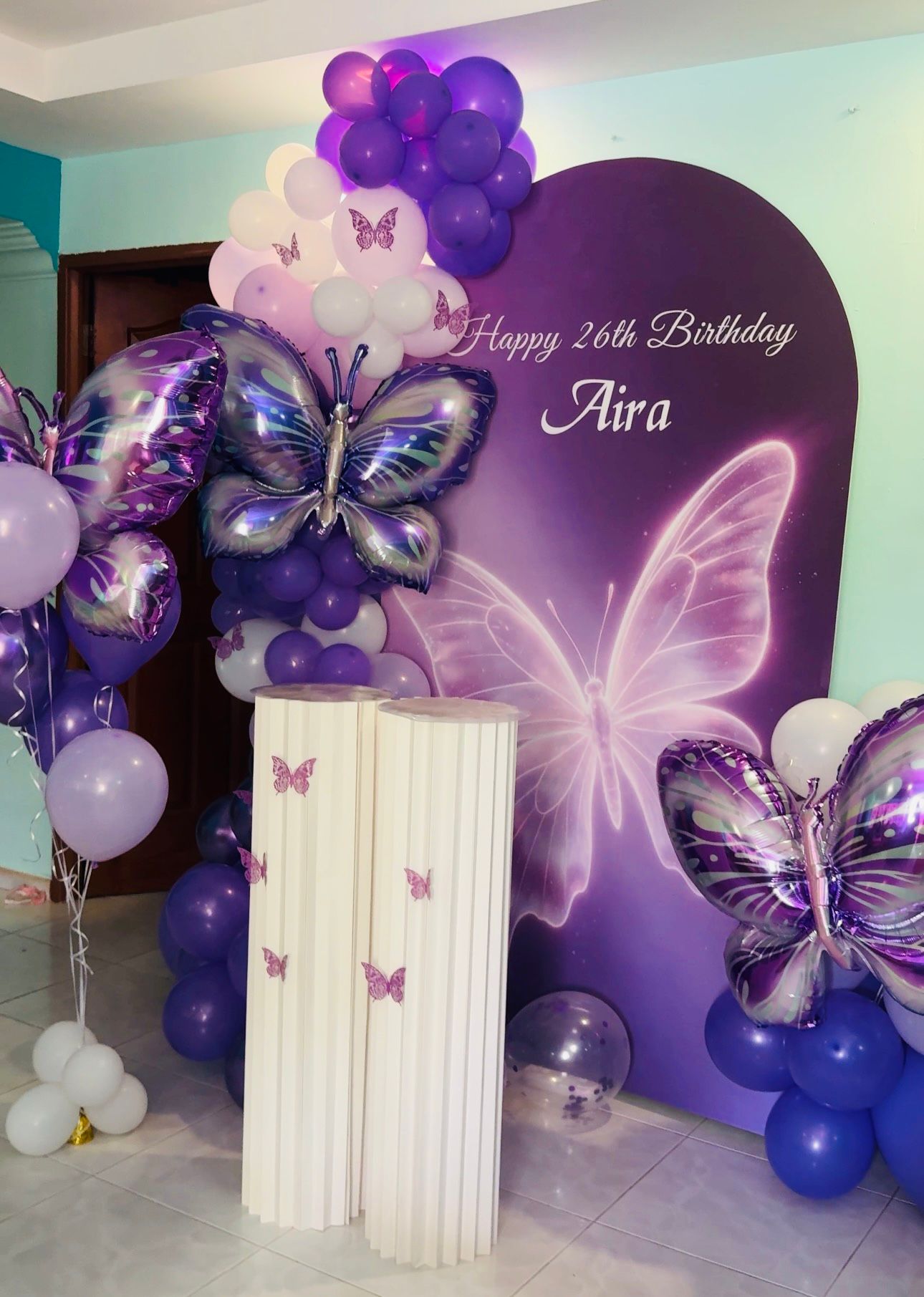 Pastel butterfly balloon decoration