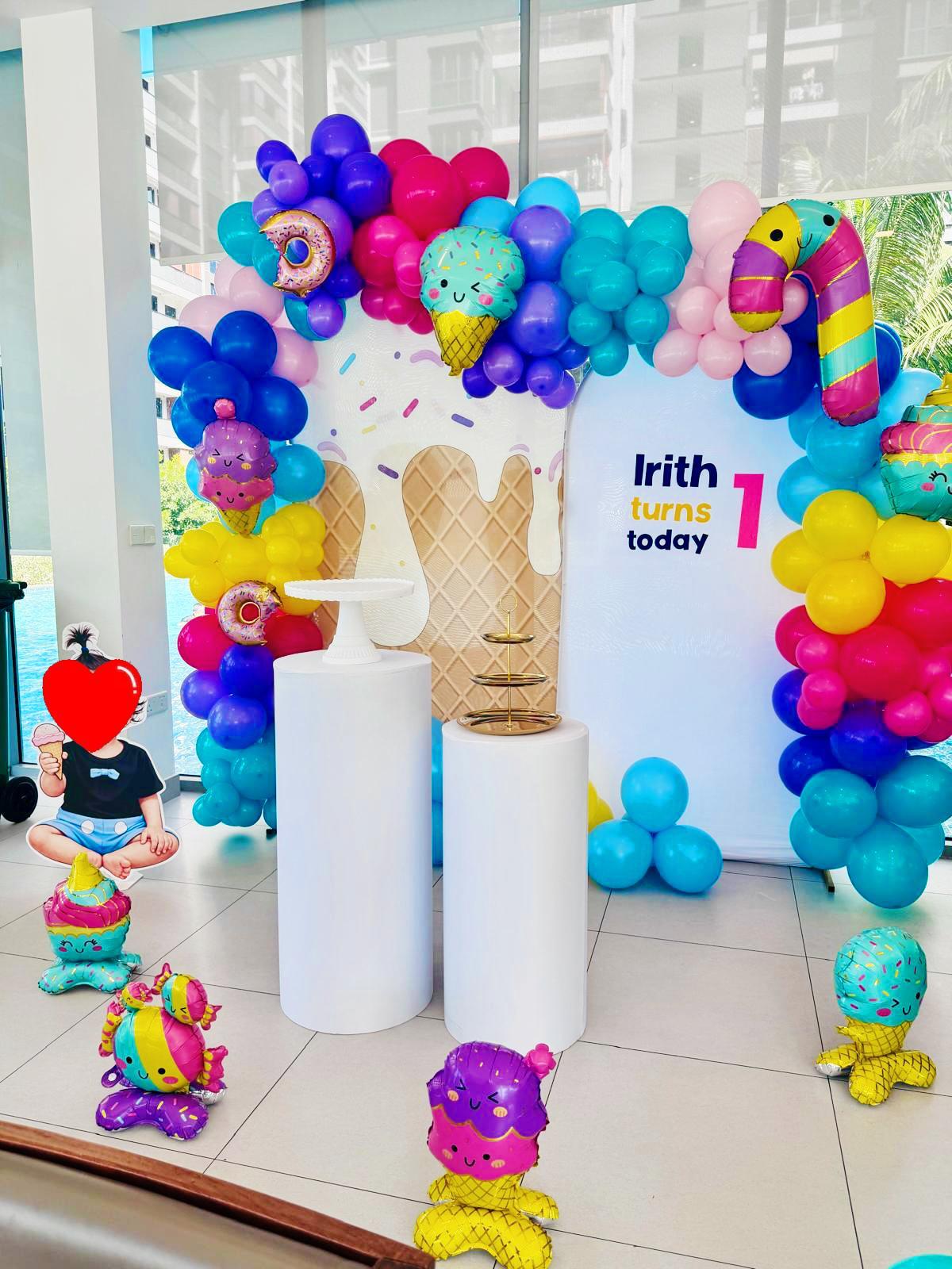 Ice cream birthday decoration by Balloons and Bliss SG