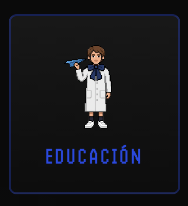 La tarjeta de Educación: su personaje pixel y su color