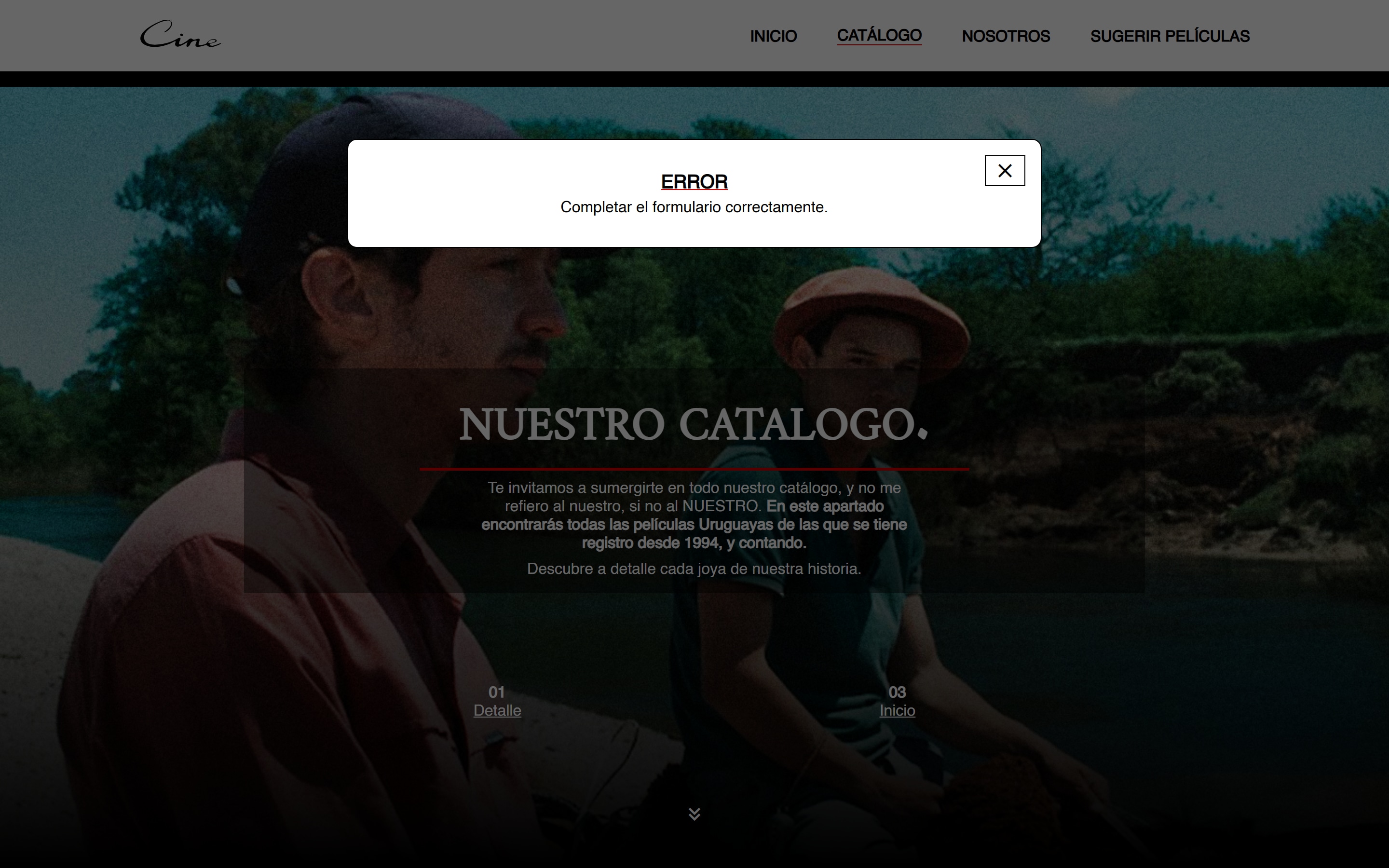 El modal que confirma el envío de una sugerencia