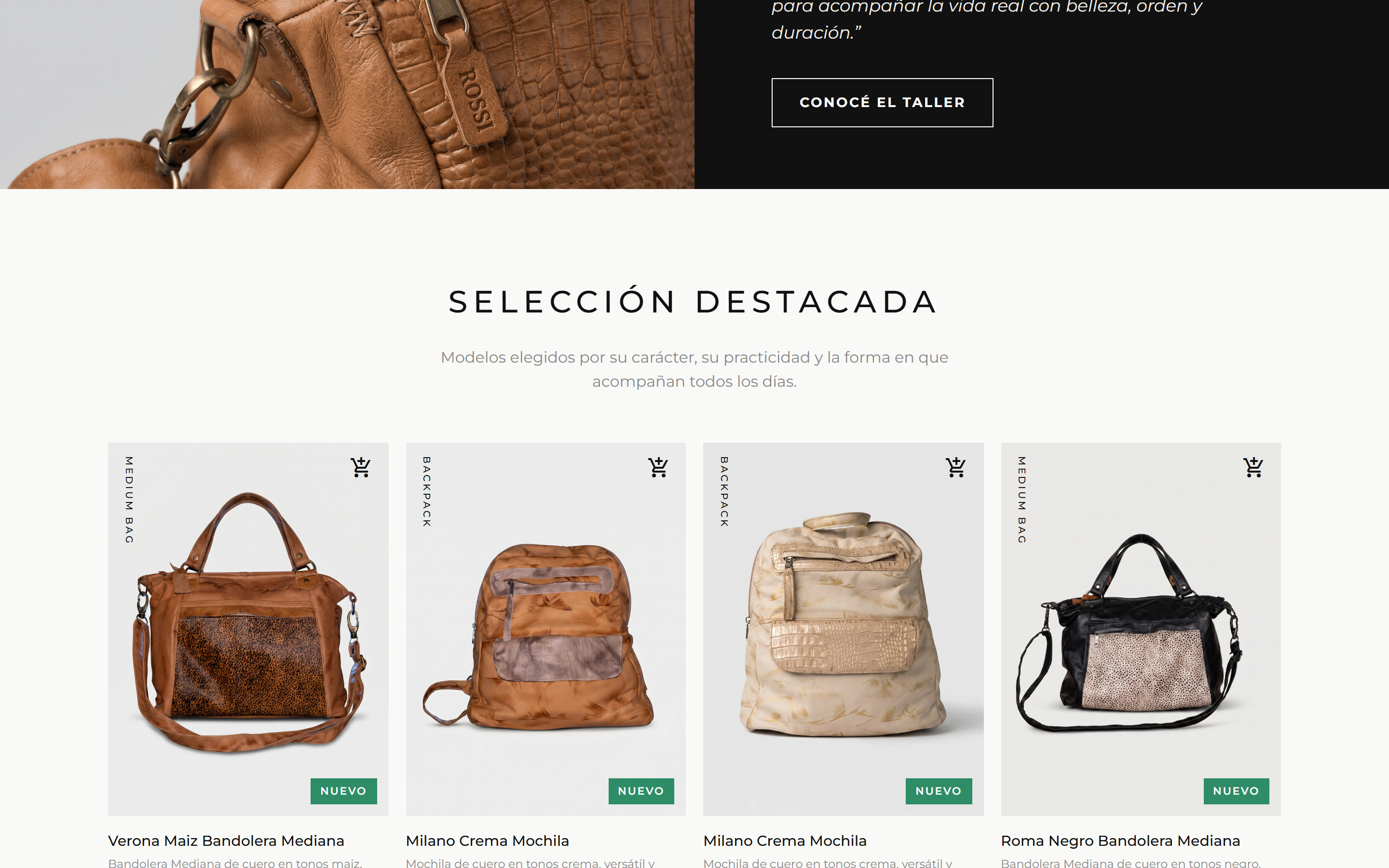 La selección destacada del inicio, con las piezas de la colección