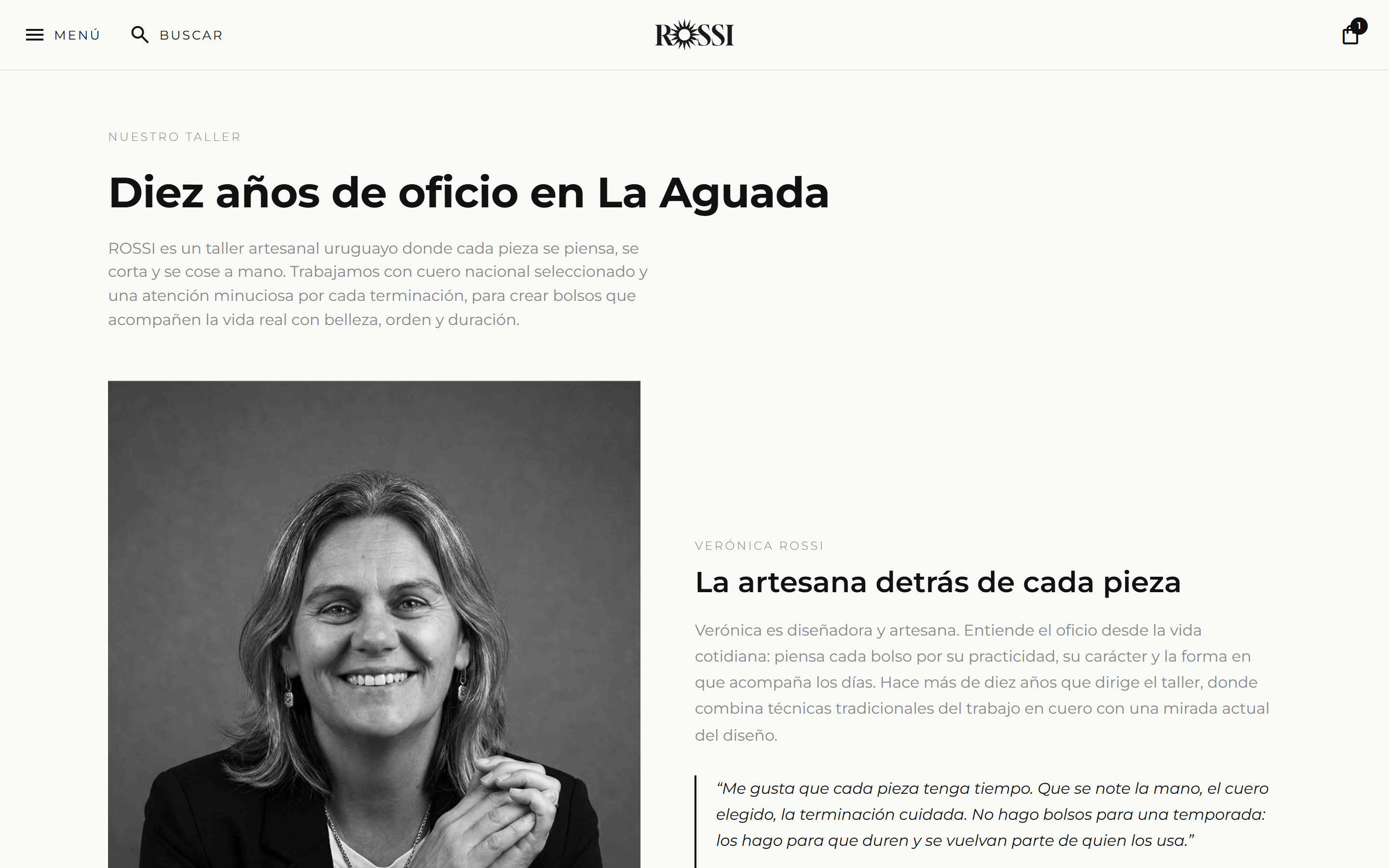 La página del taller, donde se cuenta quién hace las piezas y cómo