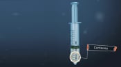 A syringe labeled cortisone