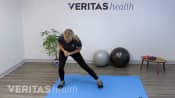 Woman doing a lateral lunge.