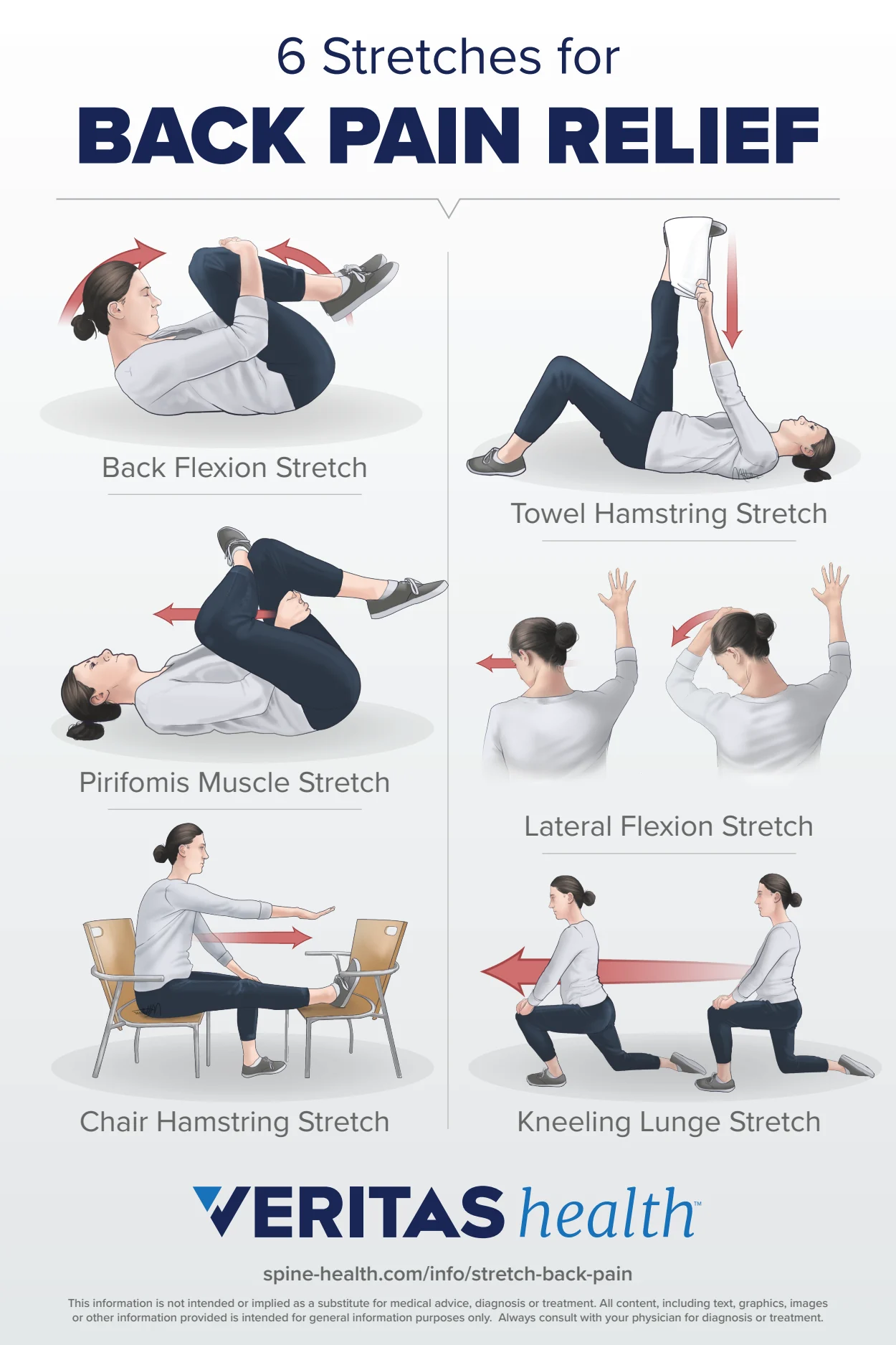 6 Stretches for Back Pain Relief Infographic Spine health