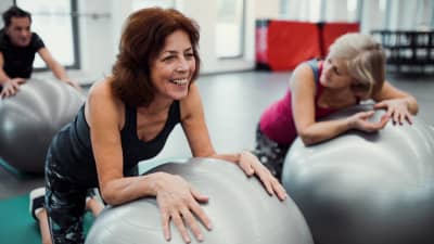 Exercise ball group class.