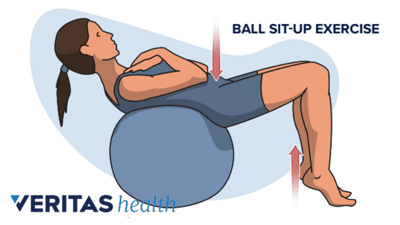 Ball half crunch exercise