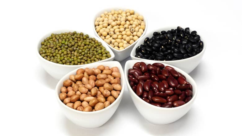 Assorted beans in bowls