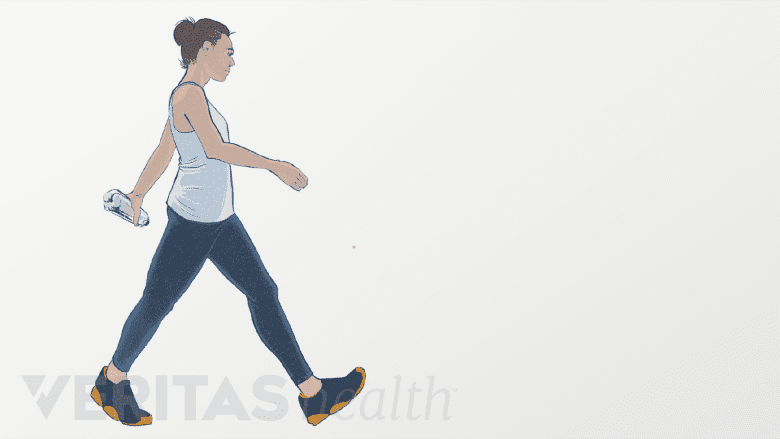 An illustration showing a woman walking.