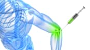 Abstract outline of a body with the elbow receiving an injection