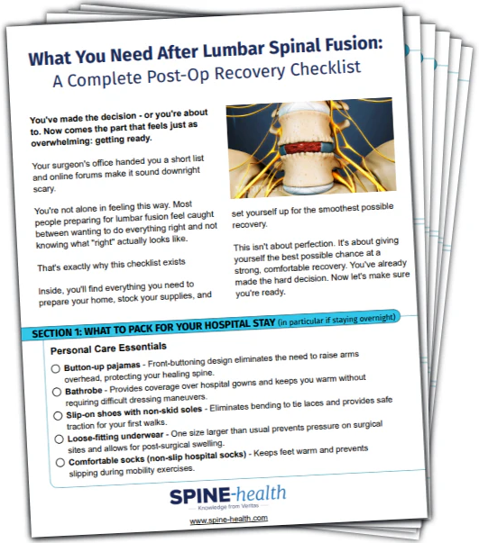 Lumbar Spinal Fusion Post-Op Recovery Checklist guide cover