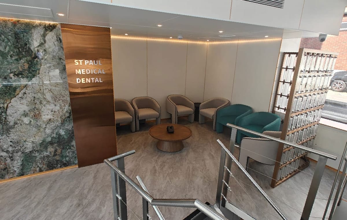 Waiting area at St Paul's Medical and Dental Clinic, City of London