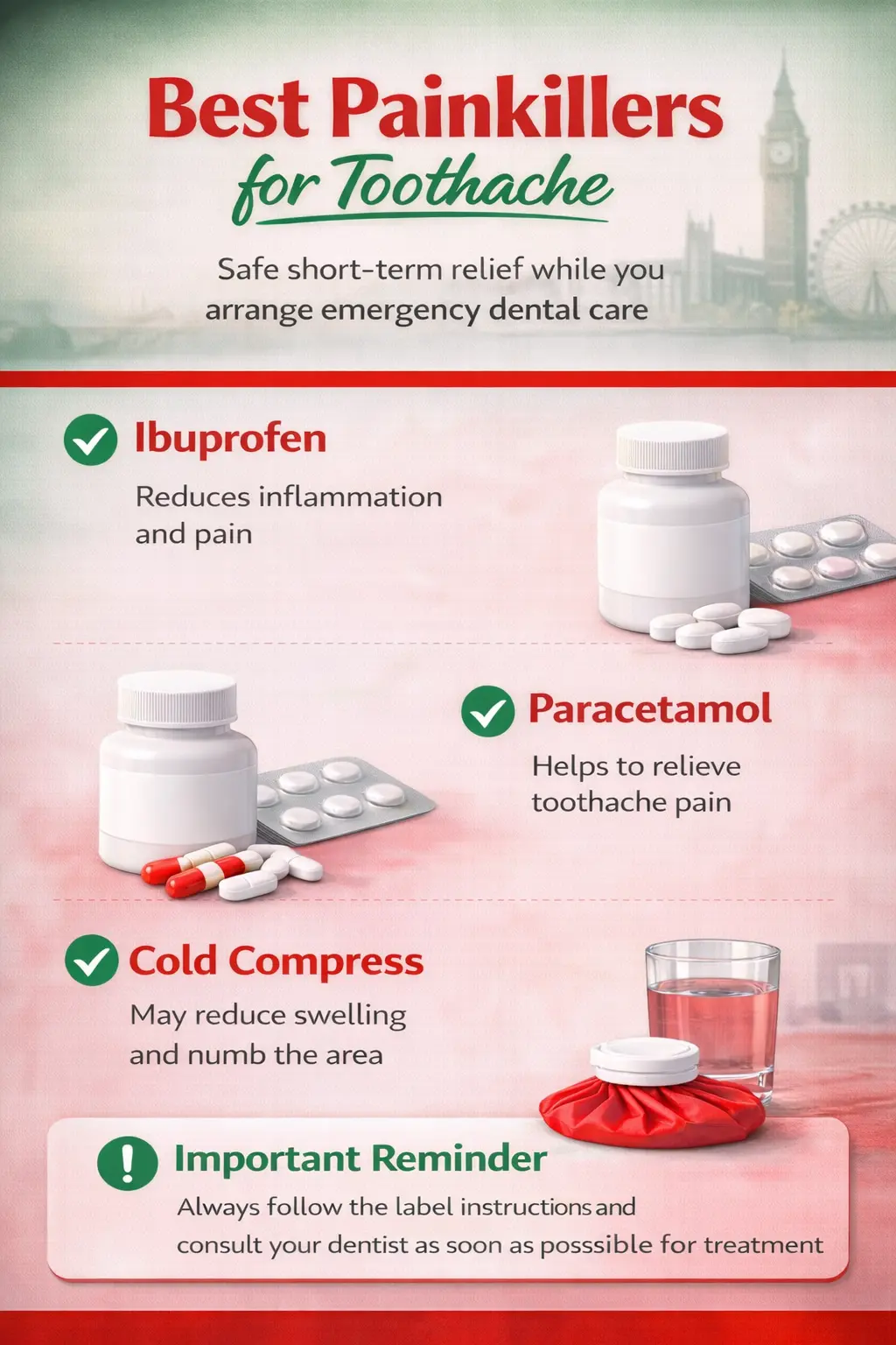 Best painkillers for toothache – Treatment options until you see your emergency dentist in London