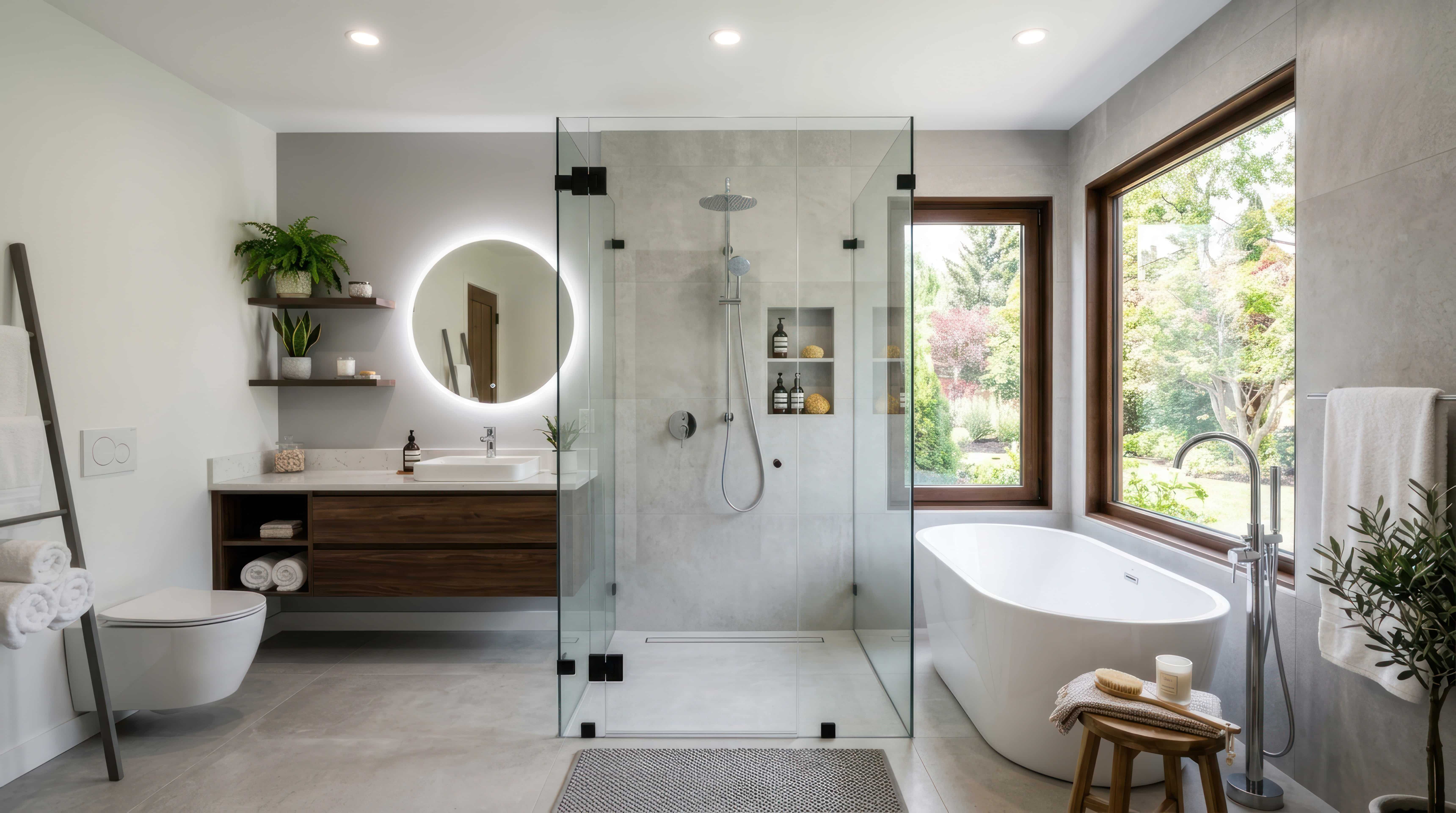 Custom frameless walk-in shower enclosure installed in an Orlando home by Henderson's Glass & Mirror