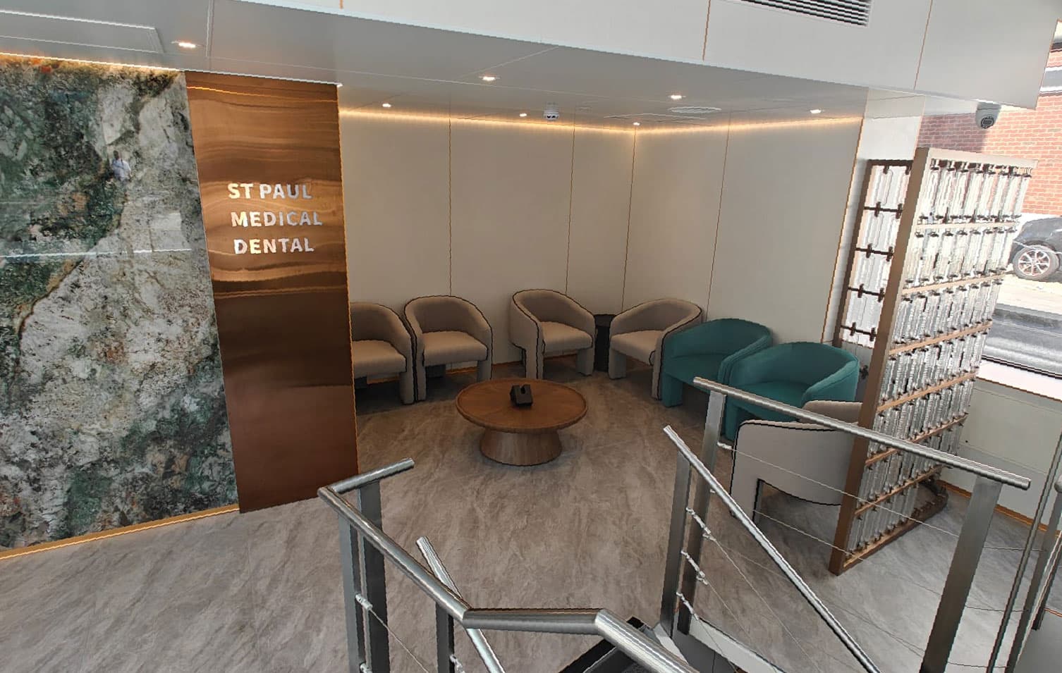 Waiting area at the Cosmetic Dentistry Clinic, City of London