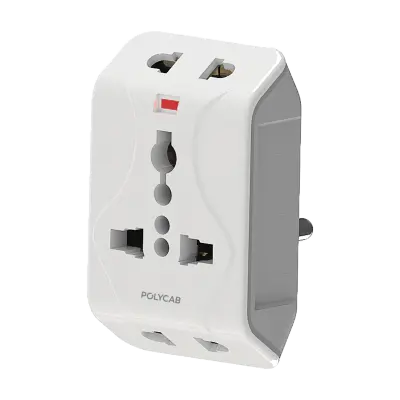 Polycab One Universal + Two 2Pin With Surge Protection