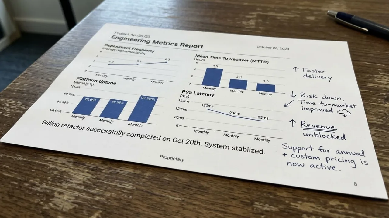 A printout of an engineering report with annotations for the CEO