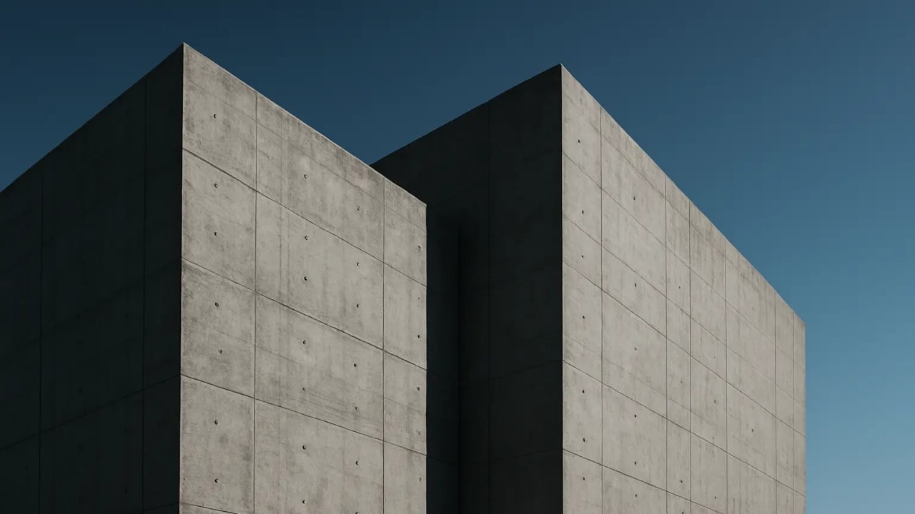 Minimalist photo of tall concrete walls, symbolizing barriers teams face as they grow from 5 to 50 engineers.