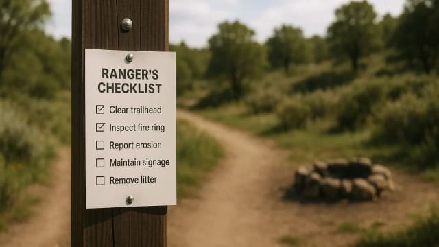 A ranger's checklist at a trailhead.