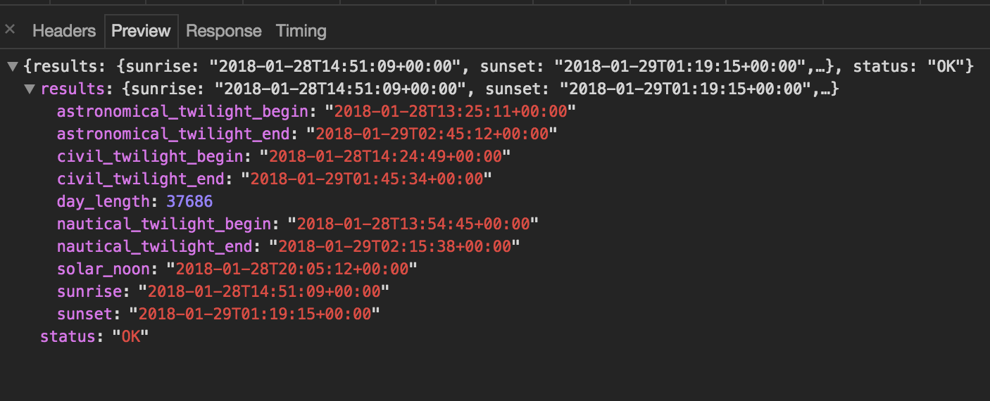 preview pane with json