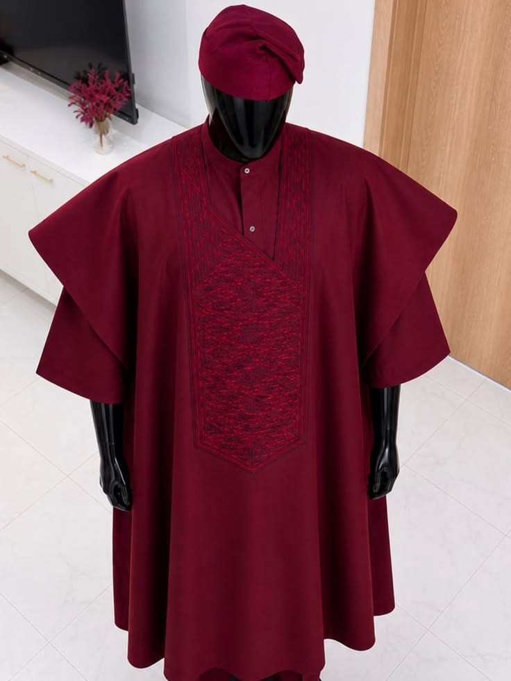 Burgandy Maroon Boom Agbada