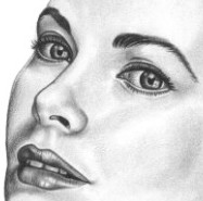 Retrato olhos Grace Kelly pintura a carvão