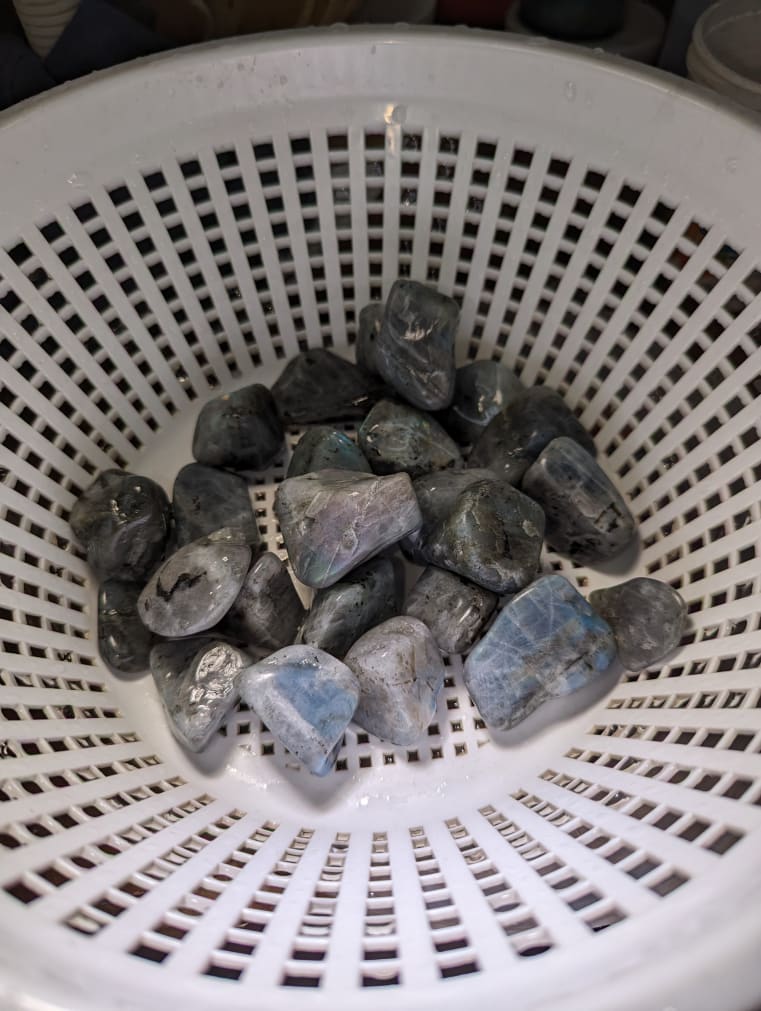 Labradorite after 2 weeks course (4 week update) Rock Tumbling Hobby