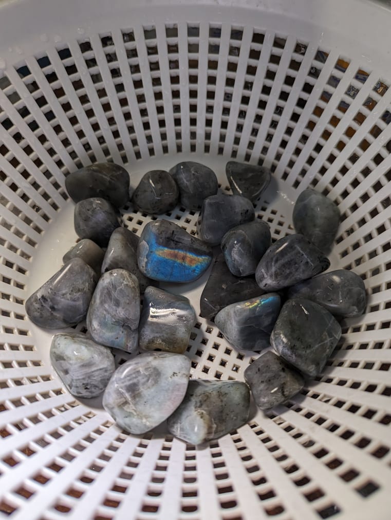 Labradorite after 2 weeks course (4 week update) Rock Tumbling Hobby