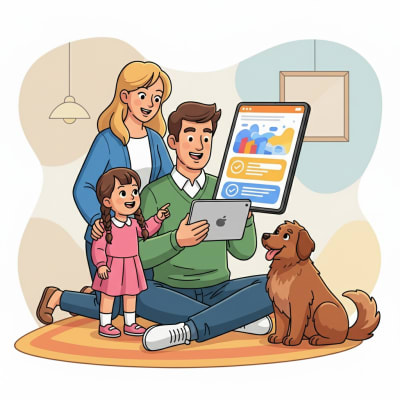 Pet owners exploring and comparing insurance plans online at home