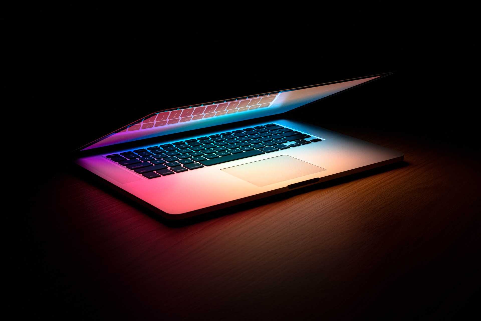 A glowing laptop.