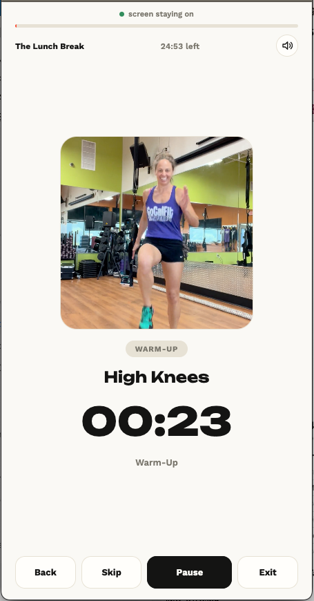 25 for 25 workout app — move screen