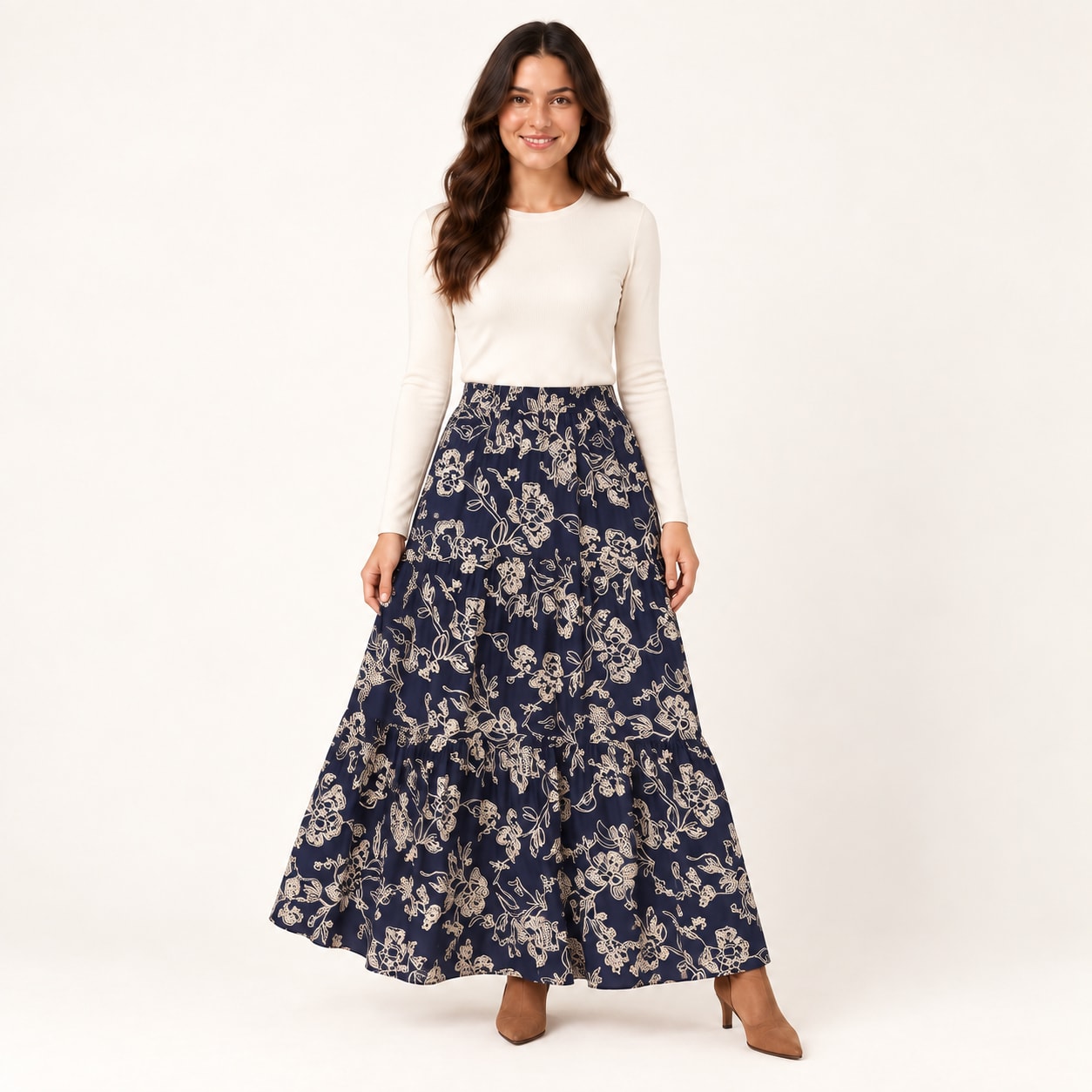 Jupe Indy longue fleurie Tsniout - vue 1