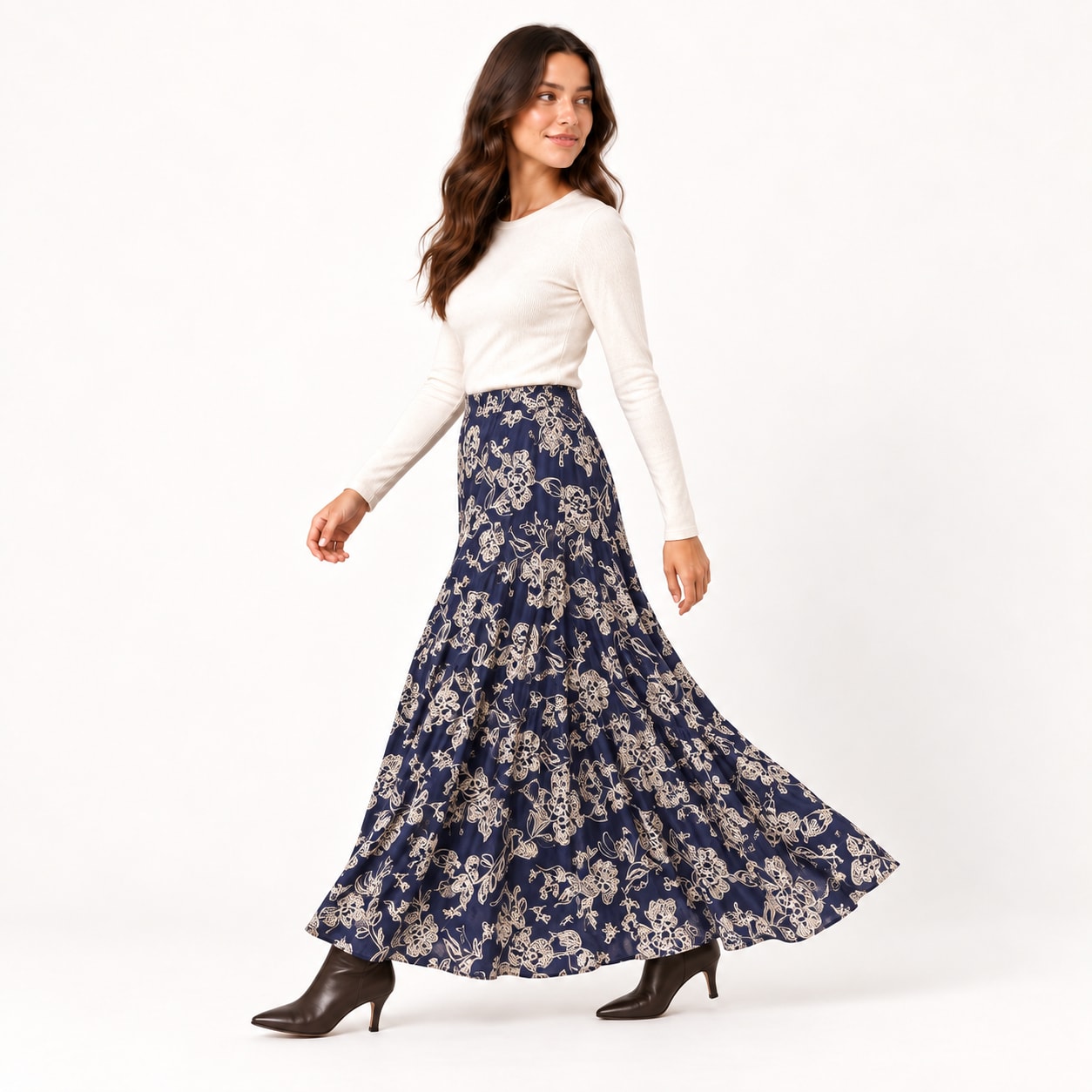 Jupe Indy longue fleurie Tsniout - vue 3