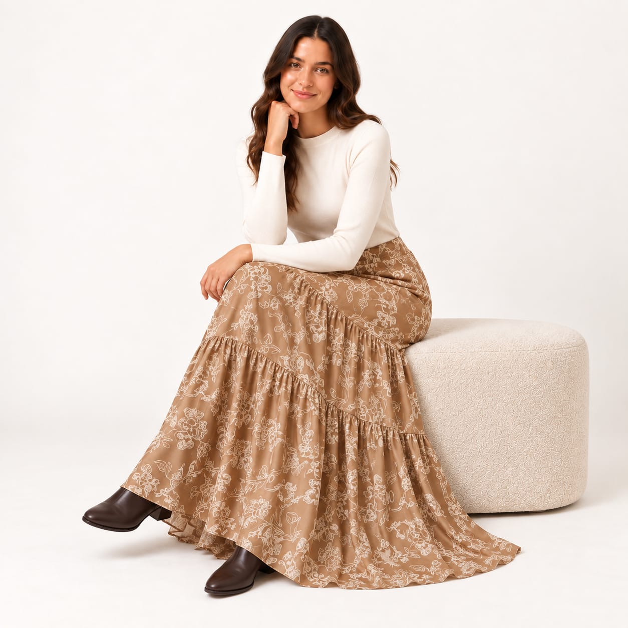 Jupe Neyli longue fleurie Tsniout - vue 5