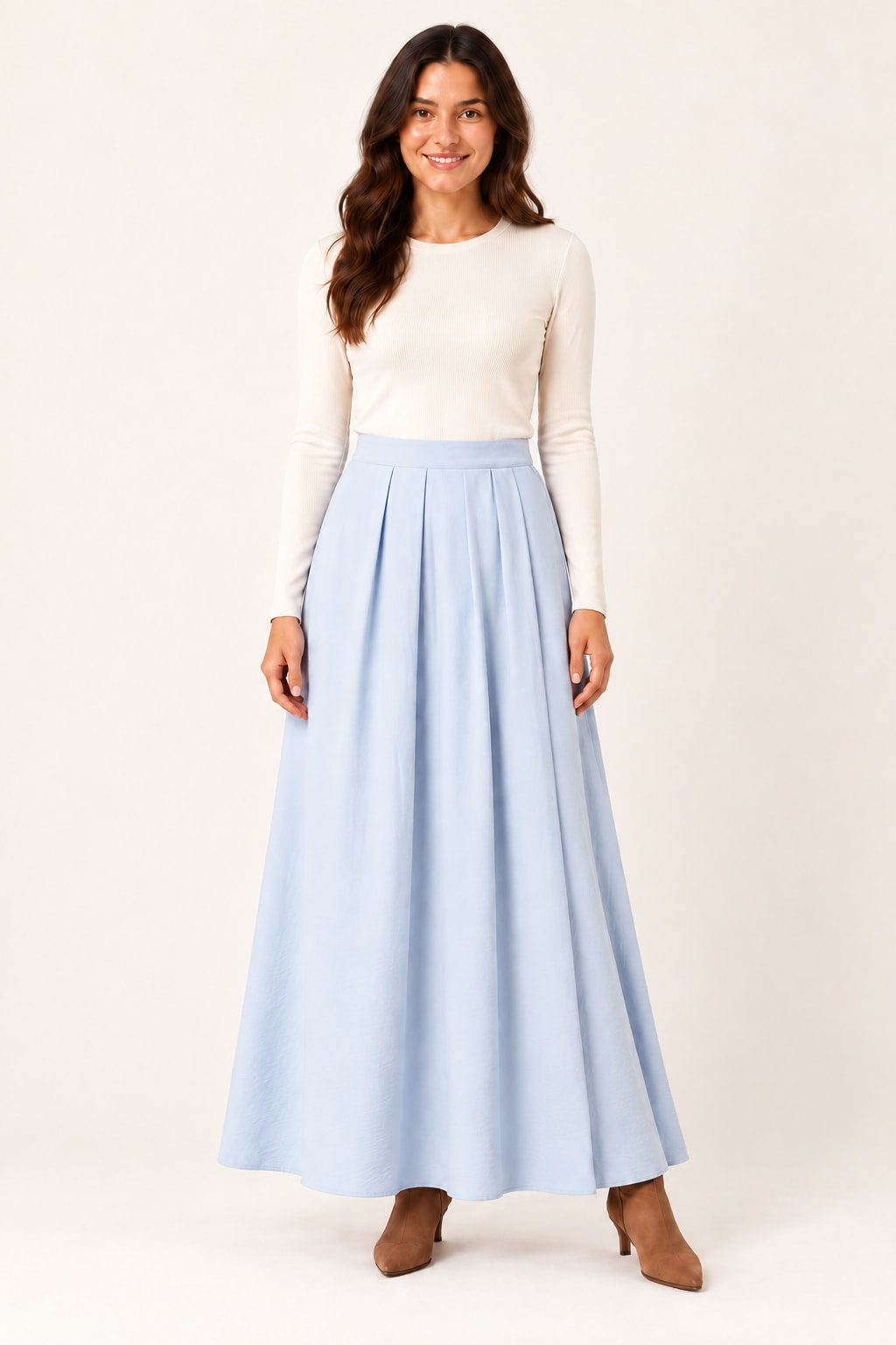 Jupe Naïa longue plissée ciel Tsniout - vue 6