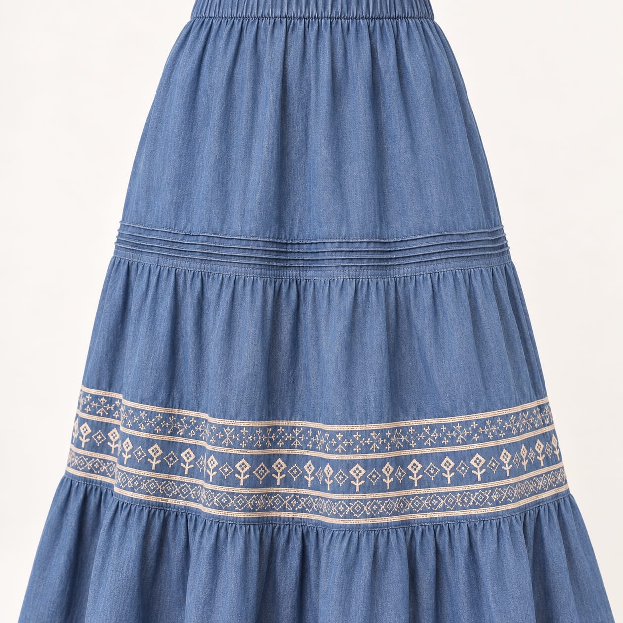 Jupe Azoria longue jeans brodee Tsniout - vue 4