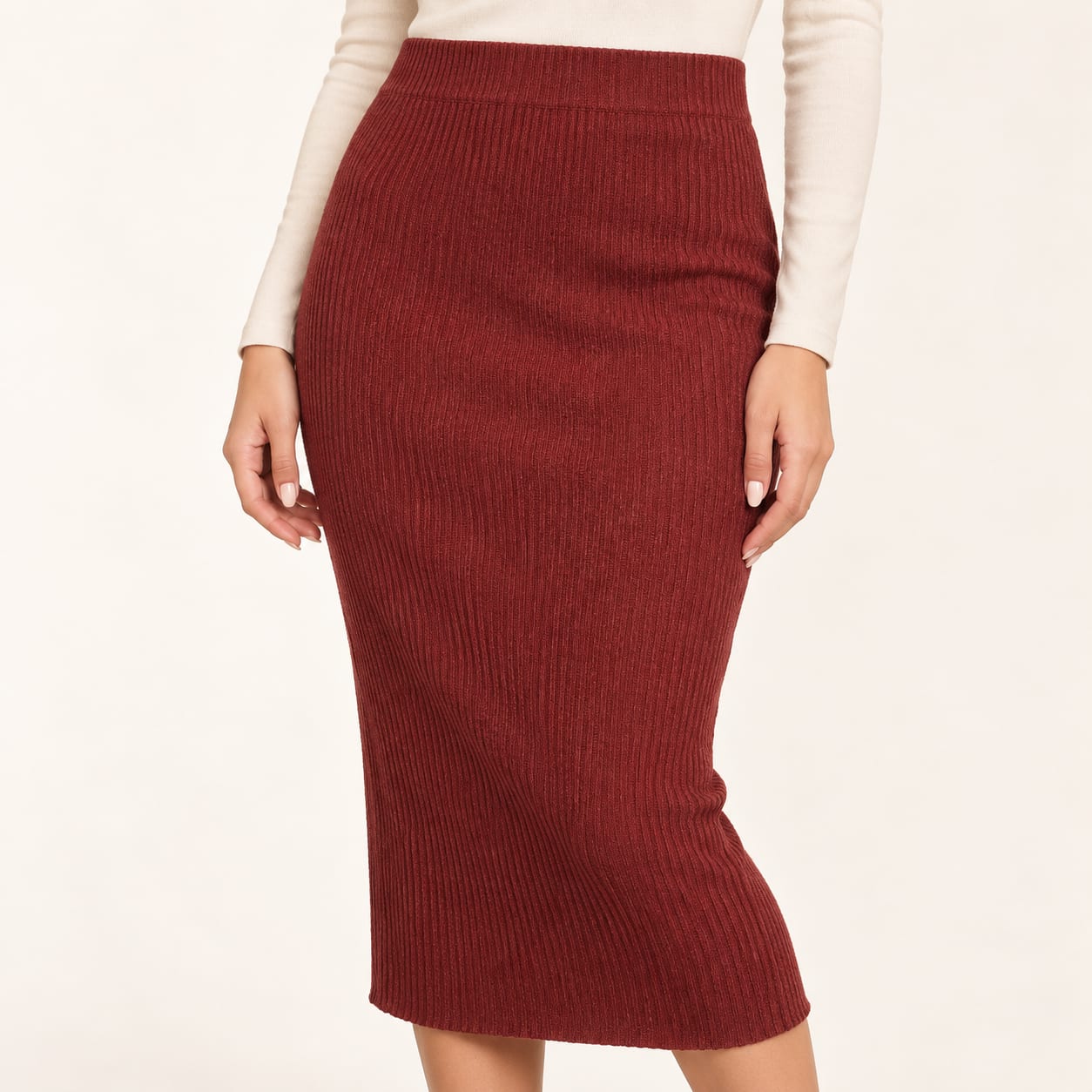 Jupe Kim midi maille bordeaux Tsniout - vue 4