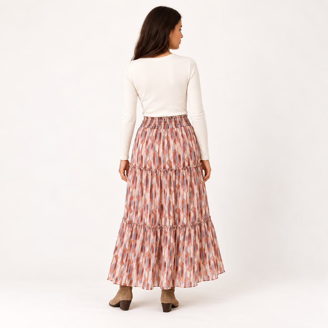Jupe Rina longue imprimee rose Tsniout - vue 2