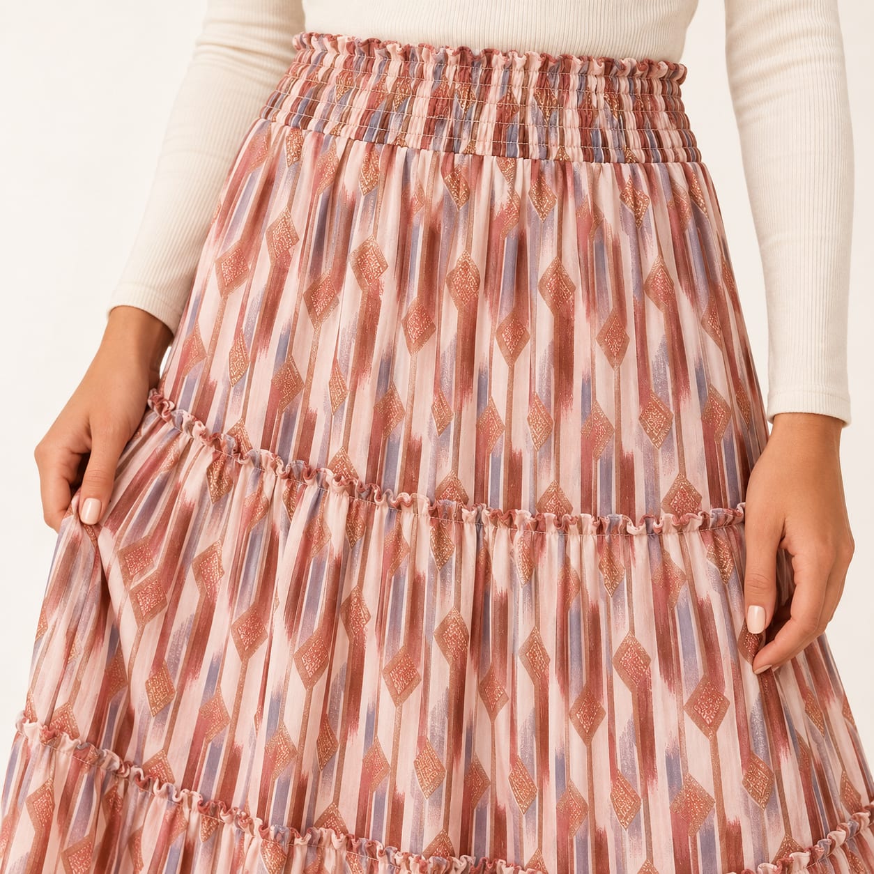 Jupe Rina longue imprimee rose Tsniout - vue 4