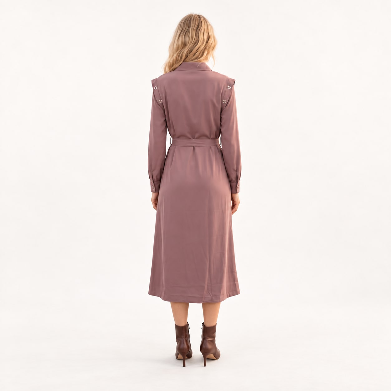 Robe chemise ceinturée rose Tsniout - vue 2